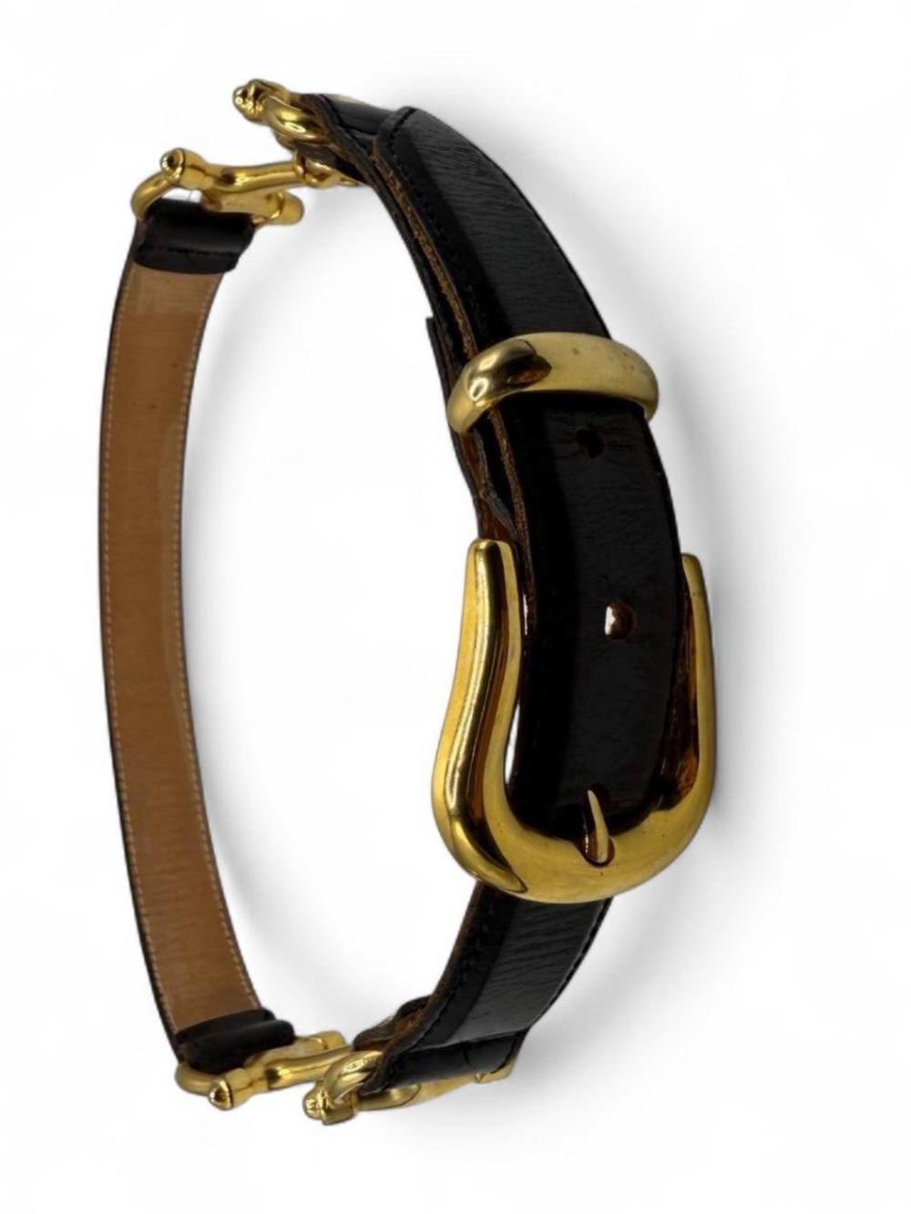 Horsebit Black faux leather belt